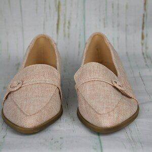 Tinstree Tan Canvas Pointed Toe Loafer with Belt Detail Size 9 EUR 41 NEW